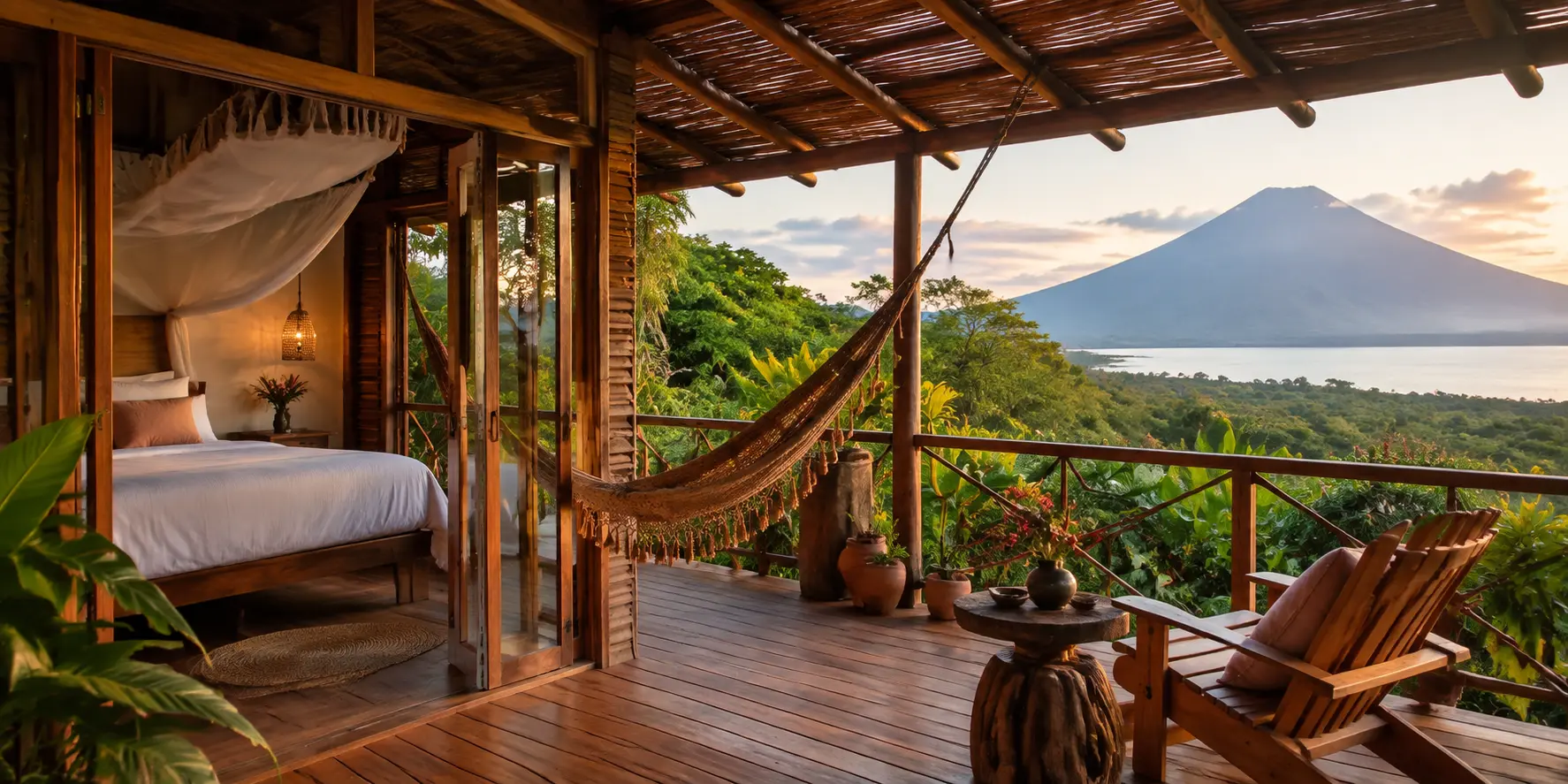 Alojamiento tropical con vista al volcán Concepción